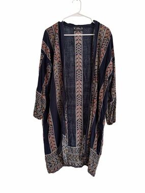 Do Everything in Love Women's Floral Bohemian Kimono Navy Viscose One Size